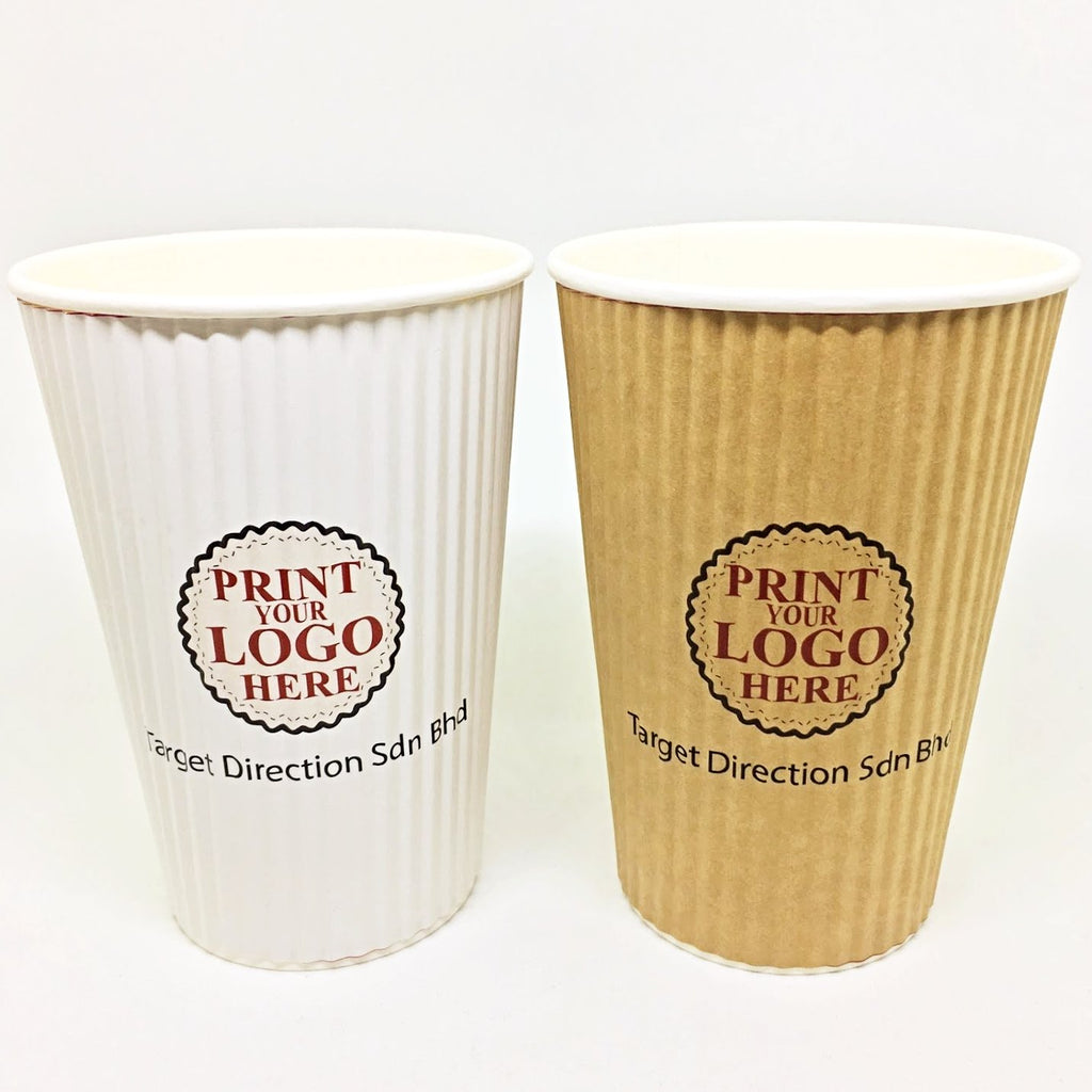 Paper Cup Printing Malaysia Ripple Wall 16 Ounce Supplies2u.my