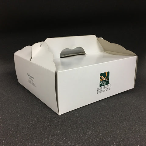 CAKE BOXES With Handles - 12" x 12" x 4.5" Inches (White or Brown Card)
